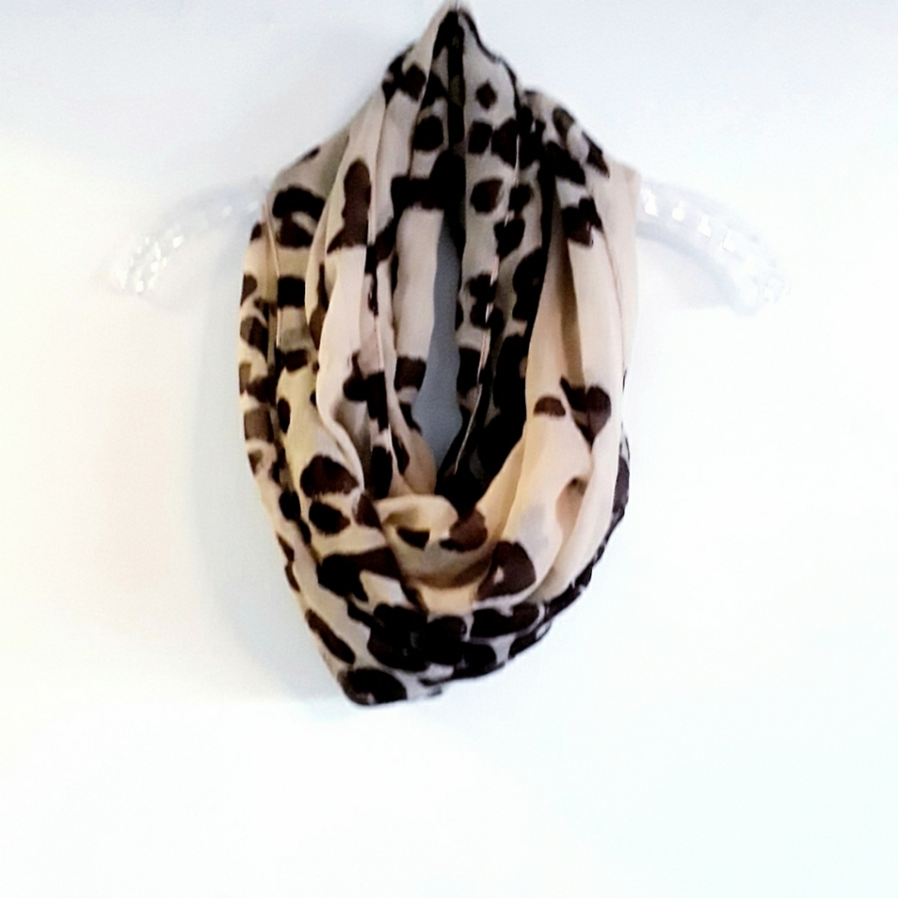 Infinity Animal Print Scarf in Cream and Brown